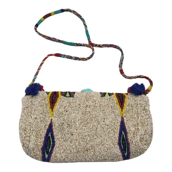 NEW Anthropologie Imayin Handmade Seed Beads Beaded Convertible Crossbody Bag Cl - Picture 6 of 7